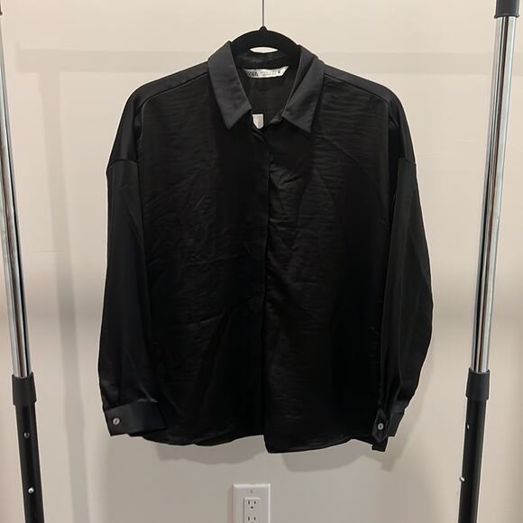 Zara | Black Satin Shirt - Picture 3 of 5